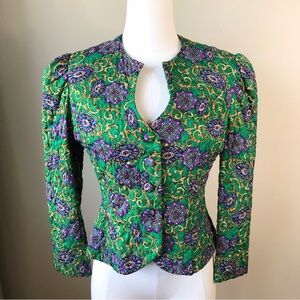 Vintage Emerald and Violet Brocade Blazer